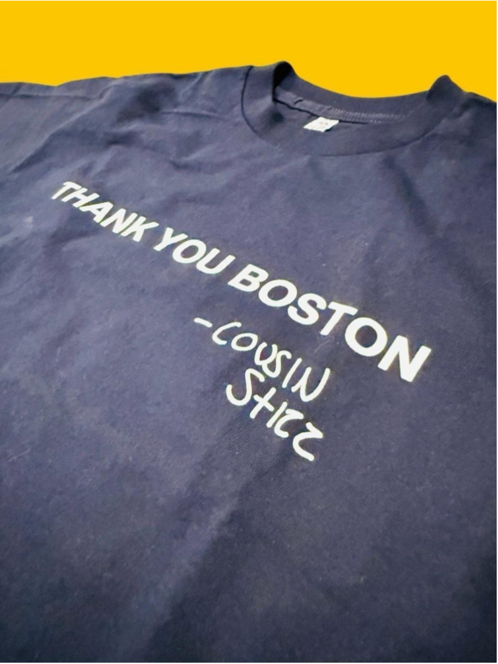 Cousin Stizz Thank You Boston T-Shirt Navy Blue Rap Hip Hop Graphic Tee Size S